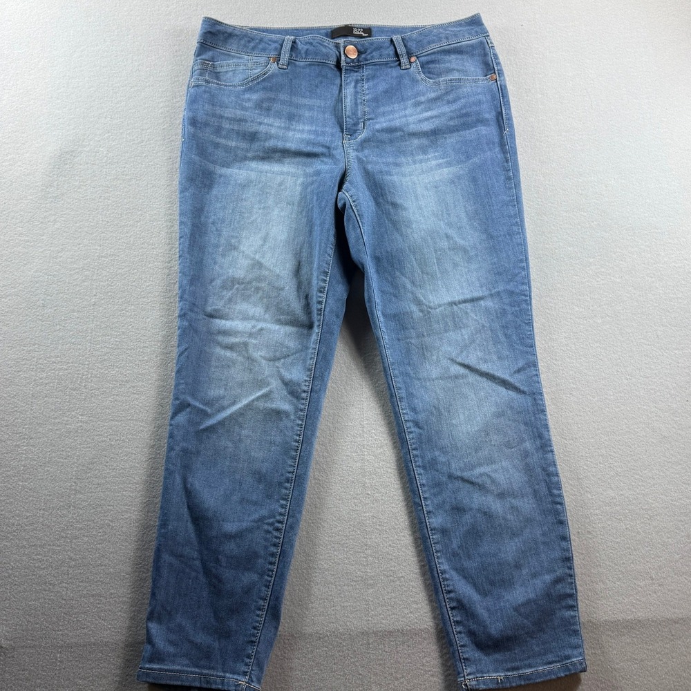 1822 Denim Slim Straight Jeans Women 16 Blue Stretch Mid Rise